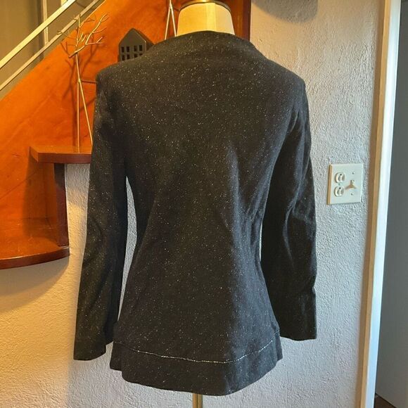 BCBGMaxAzria Womens Wool Blend Boat Neck Glitter Trim Long Sleeve Top Black Smal - Picture 5 of 11